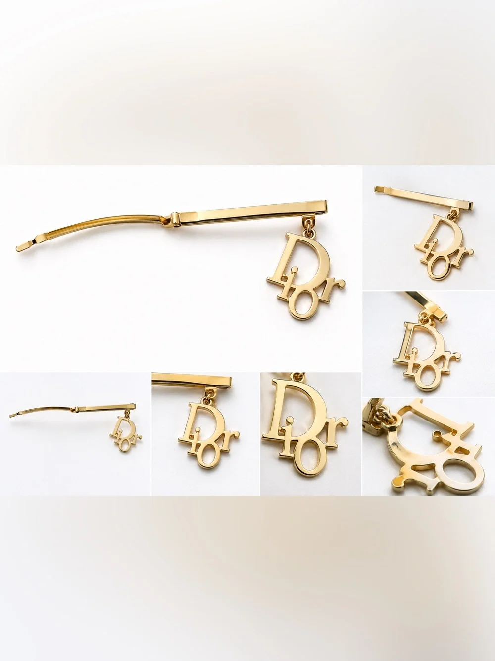 Christian Dior Gold-Tone Dior Logi Charm Hair Barrette